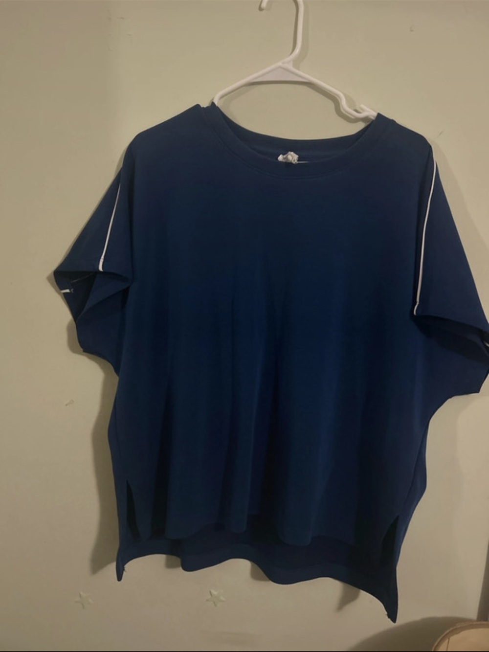 Women's Navy Short-Sleeve Tee with Contrast Piping